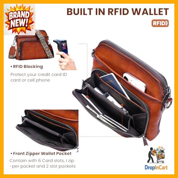 Leather Crossbody Bag for Women | Vintage Satchel Handbag Genuine Leather Crossbody Satchel Purse Adjustable Straps Vintage Chic Hobo Bag